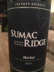 Sumac ridge Private Reserve Merlot 2014